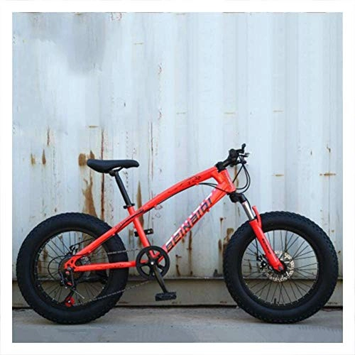 Bicicletas de montaña Fat Tires : Bicicleta de montaña de 20 pulgadas para mujeres Fat Tire Girls Bicicleta de montaña con suspensión delantera y frenos de disco mecánicos Marco de acero de alto carbono y ajustable-27 velocidad_rojo