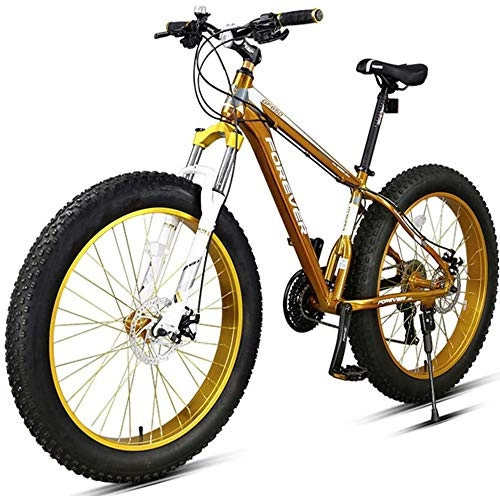 Bicicletas de montaña Fat Tires : giyiohok Mountain Bikes 26 Inch Fat Tire para Adultos Hombres Mujeres Aleacin de Aluminio Hardtail All Terrain Bicicleta de montaña Antideslizante con suspensin Delantera Disco Doble-Oro