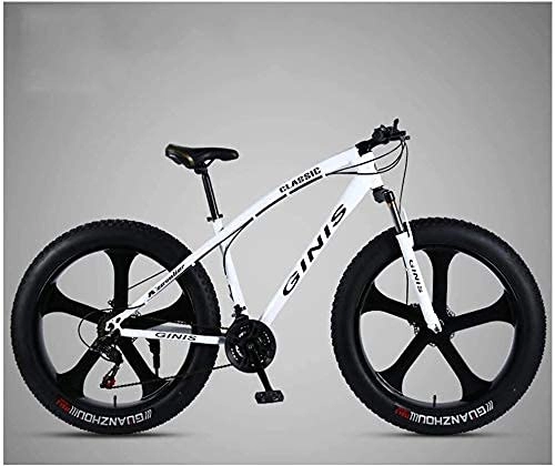Bicicletas de montaña Fat Tires : N&I Bicicleta de montaña de 26 pulgadas con cuadro de acero de alto carbono para hombre y mujer con freno de disco dual (color naranja, tamaño: 24 velocidades, 5 spoke)