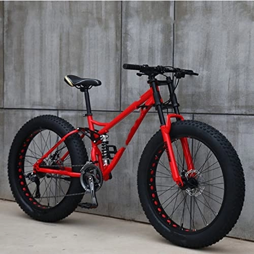Bicicletas de montaña Fat Tires : PASPRT Bicicleta de neumáticos Grandes 26 * 4 / Bicicleta de Nieve en Bicicleta de Playa de Moda con Marco de Acero Softail (Red 30 Speed)