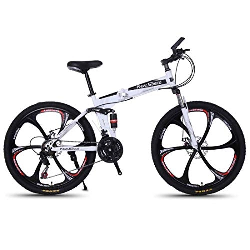 Bicicletas de montaña plegables : Bicicleta Plegable De 26 Pulgadas Bicicletas para Adultos para Hombres, Mujer Sistema De Frenos De Doble Disco, Blanco
