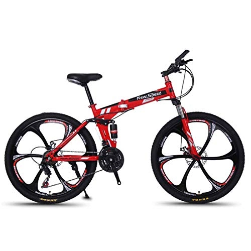 Bicicletas de montaña plegables : Bicicleta Plegable De 26 Pulgadas Bicicletas para Adultos para Hombres, Mujer Sistema De Frenos De Doble Disco, Rojo