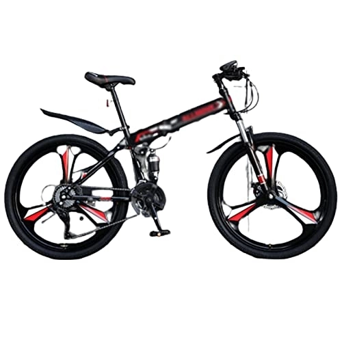 Bicicletas de montaña plegables : Bicicleta plegable de montaña con marco de acero de alto carbono Bicicleta de velocidad variable de campo traviesa de tres cuchillas de una rueda Adecuada para desplazamientos diarios (C 26inch)
