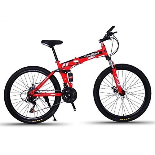 Bicicletas de montaña plegables : Bicicleta Plegable para Adultos De 26 Pulgadas para Hombre, Mujer, Sistema De Freno De Disco Doble, Rojo