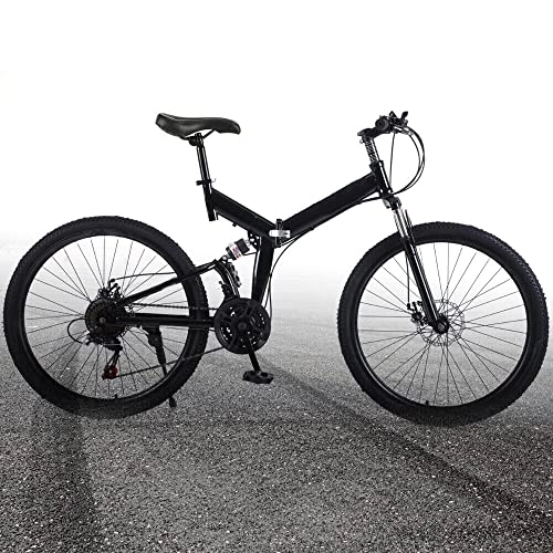 Bicicletas de montaña plegables : DDZcozy Bicicleta de montaña plegable, 26 pulgadas 21 velocidades freno de disco acero al carbono para adultos fuera del deporte