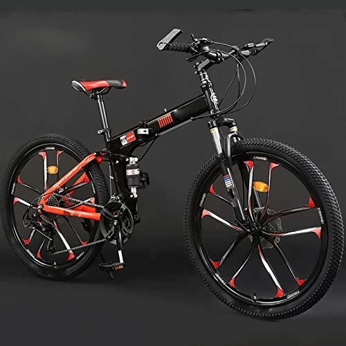 Bicicletas de montaña plegables : FAXIOAWA Bicicleta de montaña 24 / 26 Pulgadas Adulto Plegable Todoterreno 24 / 27 Velocidad Variable Estudiante Masculino y Femenino Bicicleta (Rojo 24)