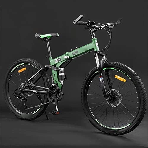 Bicicletas de montaña plegables : FAXIOAWA Bicicleta de montaña 24 / 26 Pulgadas Adulto Plegable Todoterreno 24 / 27 Velocidad Variable Estudiante Masculino y Femenino Bicicleta (Verde 27)