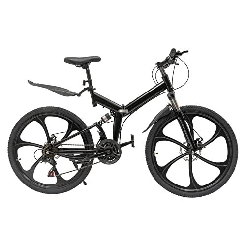 Bicicletas de montaña plegables : Futchoy Bicicleta de montaña plegable de 26 pulgadas, 21 velocidades, doble disco, frenos de disco