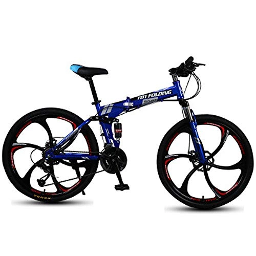Bicicletas de montaña plegables : JH Montaña para Bicicleta Plegable 24 / 26 Pulgadas Masculino Y Variables del Estudiante Femenino De Bicicletas Velocidad De Bicicletas De Montaña Deportes Doble Freno De Disco De Bicicletas, Azul