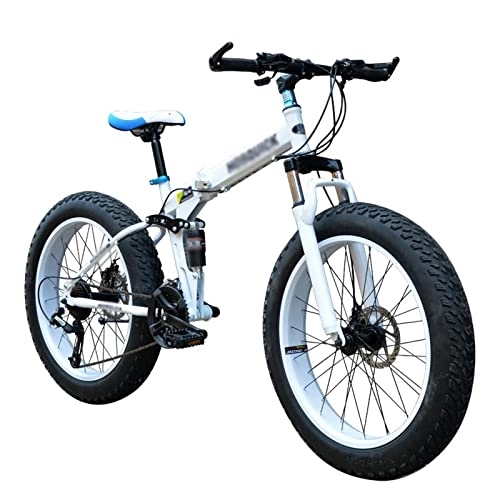 Bicicletas de montaña plegables : KOOKYY Marco de bicicleta de montaña de aleación de aluminio, bicicleta de carretera de montaña, frenos de disco duales, bicicletas de carretera plegables de velocidad variable (color: blanco)