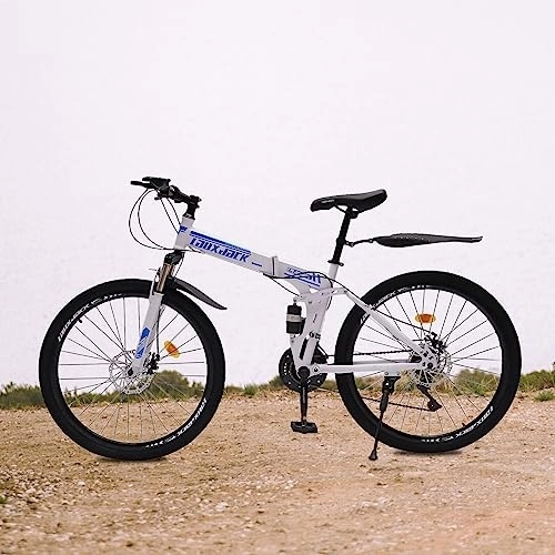 Bicicletas de montaña plegables : LOYEMAADE Bicicleta de montaña plegable de 26 pulgadas de 21 velocidades MTB bicicleta de montaña para hombres y jóvenes, Frenos de disco dobles, Bicicleta para adultos