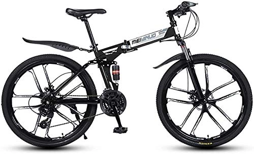Bicicletas de montaña plegables : LPKK Bicicleta Plegable 21 / 24 / 27 Velocidad en Carretera Bicicletas Bicicletas de Acero de Freno de Disco de Bicicletas Bicicletas 26 Pulgadas Montaña Doble 0814 (Color : Black, Size : 27Speed)