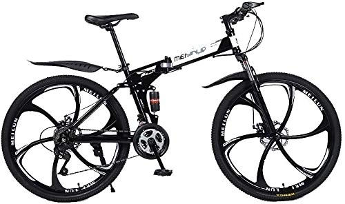 Bicicletas de montaña plegables : LPKK Bicicleta Plegable, 26 Pulgadas y 6 Rayos Ruedas MTB Doble suspensión de Bicicleta de montaña 21 / 24 / 27 Velocidad de Bicicletas 0814 (Color : 21speed)