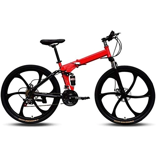 Bicicletas de montaña plegables : LVTFCO Bicicleta de 26 pulgadas de velocidad variable de doble absorción de golpes, bicicleta de montaña plegable, marco de acero de alto carbono plegable, adecuada para adultos, color negro