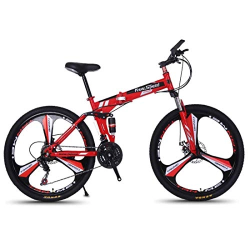 Bicicletas de montaña plegables : MUYU 26 Pulgadas Bicicleta De Montaña para Adultos Bicicletas Plegables para Hombres Y Señora Doble Freno Disco, Full Suspension, Rojo