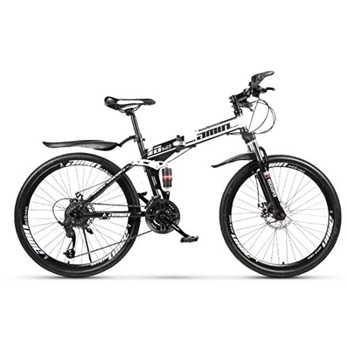 Bicicletas de montaña plegables : MUYU 26 Pulgadas Bicicleta De Montaña Velocidad 21(Velocidad 24, Velocidad 27) Deportes Plegables Bikes Montaña Plegable De Aluminio Doble Freno Disco, Blanco, 24 Speed