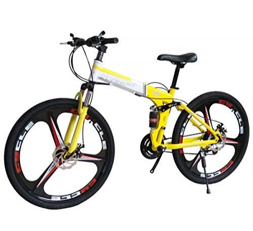 Bicicletas de montaña plegables : MUYU Frenos de Doble Disco Bicicleta de Carretera Bicicletas de Carretera Plegables 21 Bicicletas de montaña (24 velocidades, 27 velocidades), Yellow, 27speed