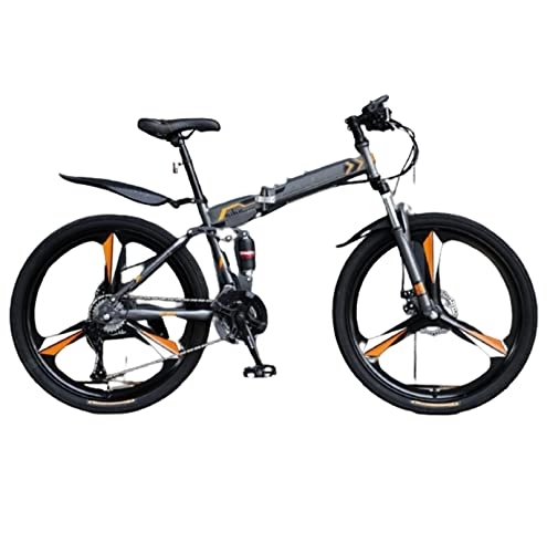 Bicicletas de montaña plegables : NYASAA Bicicleta de montaña Plegable de Velocidad Variable, Marco Duradero de Acero de Alto Carbono con Gran Capacidad de Carga, Adecuada para Adultos (Orange 26inch)