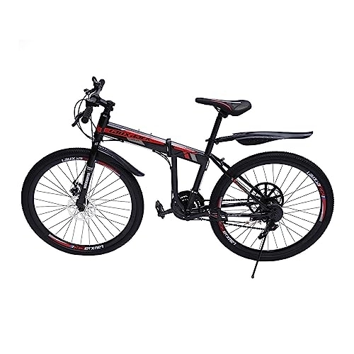 Bicicletas de montaña plegables : SABUIDDS Bicicleta de Montaña de 26 Pulgadas con Suspensión Completa Bicicleta Plegable de 21 Marchas Bicicleta de Montaña Plegable Fully MTB para Mujeres y Hombres, Negro