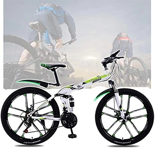 Bicicletas de montaña plegables : TRGCJGH Bicicleta De Montaña Plegable para Adultos Bicicleta De Montaña De Acero Al Carbono De 26 Pulgadas Bicicleta De 21 / 24 / 27 / 30 Velocidad Bicicleta De Suspensión Completa MTB Rígida, D-30speed