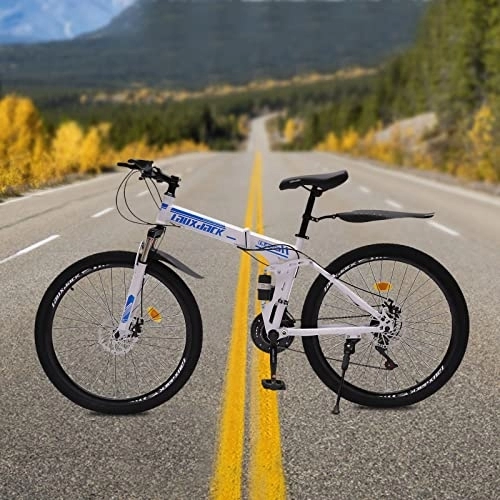 Bicicletas de montaña plegables : wanwanper Bicicleta de montaña plegable de 26 pulgadas, 21 velocidades, bicicleta de montaña, horquilla de suspensión, bicicleta plegable para ciudades, rutas de trabajo, viajes en montañas, playas,