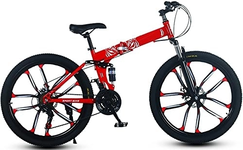 Bicicletas de montaña plegables : ZLYJ Bicicleta Montaña Plegable 26 Pulgadas, Bicicleta Plegable con Freno Disco Doble 21 Velocidades Ligera Móvil Portátil Compacta para Adultos A, 26inch