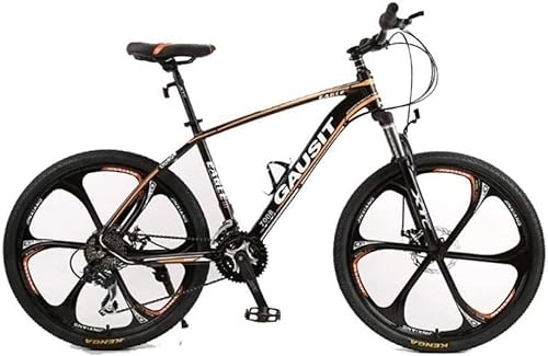 Bicicletas de montaña : Bicicleta de montaña Bicicleta de montaña rígida unisex 24 / 27 / 30 Velocidades 26 pulgadas Ruedas de 6 radios Cuadro de aluminio Bicicleta con frenos de disco y horquilla de suspensión, naranj
