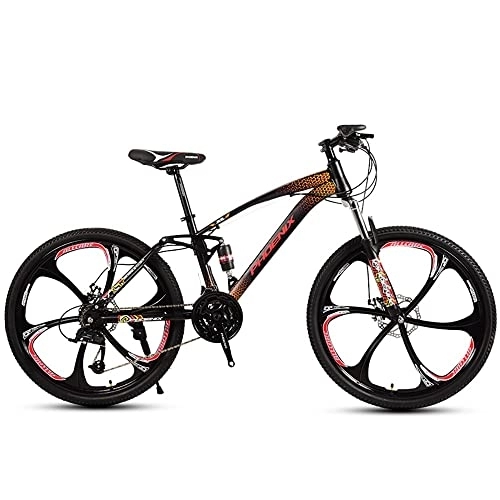 Bicicletas de montaña : Bicicleta de montaña de 24 / 26 pulgadas con velocidades 21 / 24 / 27 / 30, bicicleta todoterreno con suspensión completa, frenos de disco doble, asiento ajustable para suciedad, arena, nieve, bicicleta de