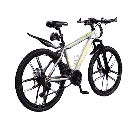 Bicicletas de montaña : Bicicleta de montaña de 26 pulgadas, bicicleta de carretera de velocidad variable para adultos, frenos de disco dobles, para hombres y mujeres con una altura de 155-185 cm (Gray Yellow 30 speed)
