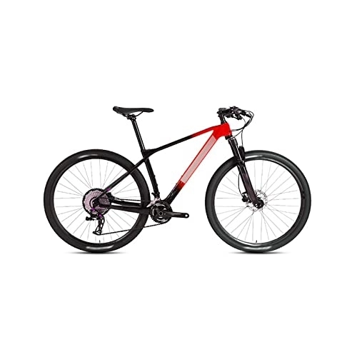 Bicicletas de montaña : Bicycles for Adults Carbon Fiber Quick Release Mountain Bike Shift Bike Trail Bike (Color : Red, Size : Large)
