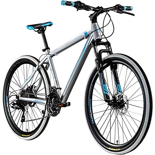 Bicicletas de montaña : Galano Frenos de disco para bicicleta de montaña Toxic 650B de 27, 5 pulgadas (plata / azul, 46 cm)