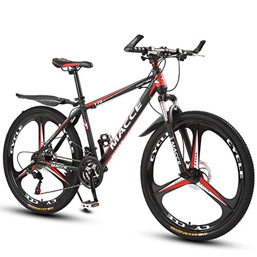 Bicicletas de montaña : LOISK 26 Pulgadas Bicicleta de montaña para Adultos para Adultos Ocio Horquilla Choque Marco de Acero de Alto Carbono Freno de Disco Doble, Black Red, 27 Speed