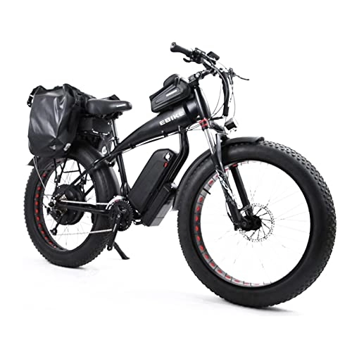 Electric Mountain Bike : 1500W Electric Bike for Adults 40MPH mountain Electric Bicycle 26 Inch Fat Tire 48V 50Ah Large Capacity Dual Battery E Bike (Color : Black 48v1500w, Number of speeds : 27)