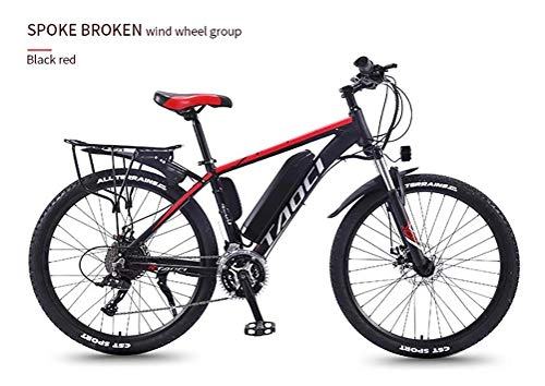 Electric Mountain Bike : 26'' Electric Mountain Bike, Magnesium Alloy Ebikes Bicycles All Terrain with Removable Large Capacity Lithium-Ion Battery (36V 10AH 350W), 21 Speed Gear And Three Working Modes, Red