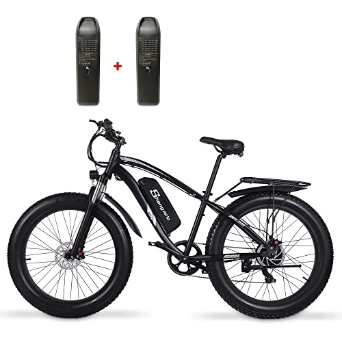 Electric Mountain Bike : 48V 17Ah EBike for Adults Men Women, Electric Mountain Road Bike City Cruiser Commuter Electric Bicycle Waterproof EBike for Beach Snow All Terrain 21 Speed Pedal Assist Ebike Gift(with Two Battery)