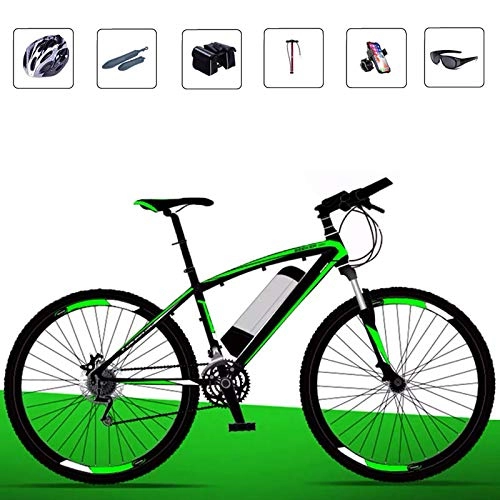 Electric Mountain Bike : AKEFG Hybrid mountain bike, Electric Bike, adult electric bicycle detachable lithium ion battery (36V 8Ah) 26 inch for Commuter Travel, Green