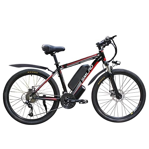 Electric Mountain Bike : AKEZ Electric Bike for Adults, Electric Mountain Bike, 26 Inch Removable Aluminum Alloy Ebike Bicycle, 48V / 10Ah Lithium-Ion Battery for Outdoor Cycling Travel Work Out (black red, 26inch)