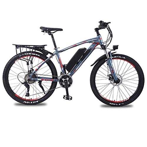 Electric Mountain Bike : AYHa Electric Mountain Bike, 26'' Adults City Electric Bicycle with Removable 36V 8Ah / 10Ah / 13 Ah Lithium-Ion Battery 27 Speed Shifter Aluminum Alloy Frame Unisex, Gray red, 10AH