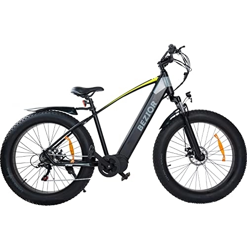 Electric Mountain Bike : Bezior Fat Tire Electric Bike XF800, 48V 13AH 26" Mid Motor Electric Mountain Bike Dirt Ebike for Adults Shimano 7-Speed 3 Riding Modes, Green