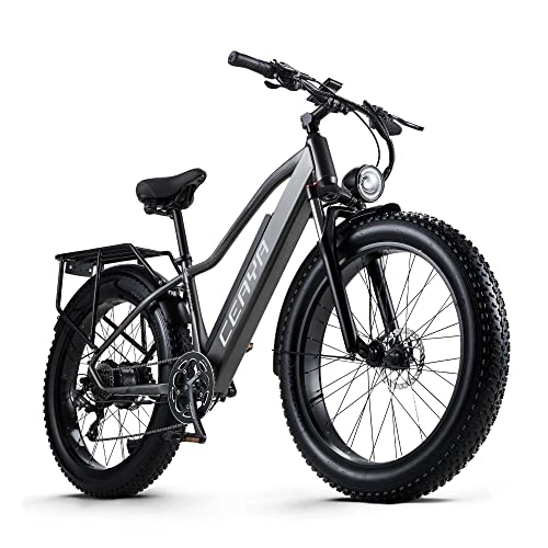 Electric Mountain Bike : CEAYA Electric Bike, E Bike For Adults, 48V 18AH Removable Massive Battery, 26" x 4.0 Fat Tire Ebike, Shimano 8-Speed Snow Beach Mountain E-Bike