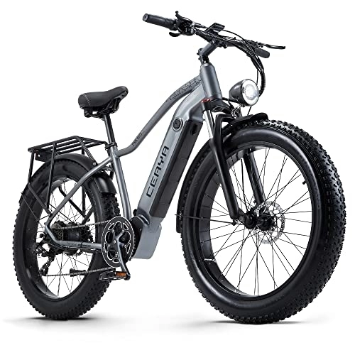 Electric Mountain Bike : CEAYA Electric Bikes for Adults E bike 26IN, 4.0" Fat Tire Ebike, 48V18AH Removable Massive Battery, Shimano 8-Speed Snow Beach Mountain E-Bike