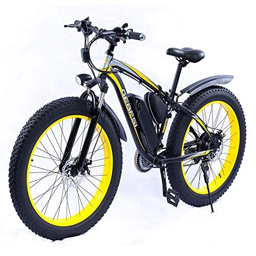 Electric Mountain Bike : CXY-JOEL 26 inch Aluminum Alloy Mountain Bike Fat Tire Snowmobile Power Bike Men and Women Variable Speed Bicycles-Green 26 Inches X 17 Inches, Yellow 26 Inches X 17 Inches
