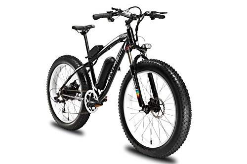 Electric Mountain Bike : Cyrusher Direct XF660 500W 48V *10.4AH Mans Electric Mountain Bike Bicycle 7 Gears Mechanical Disc Brakes 26X4.0 Inch Fat Tire Snow Beach Fat eBike for Outdoor Cycling (Black White))