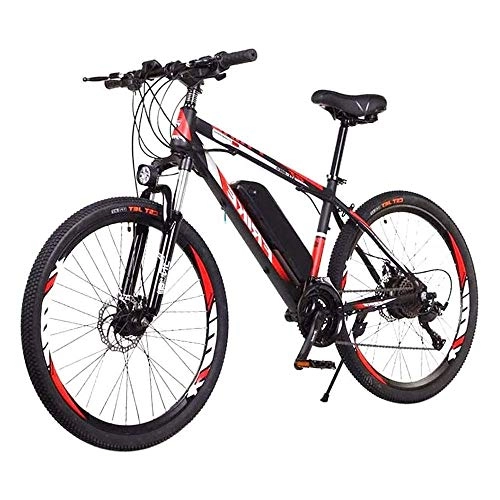 Electric Mountain Bike : DDFGG Electric bicycle 26-inch mountain shock absorber bicycle 36V10AH battery 250W high-speed brushless motor electric bicycle, Red, A