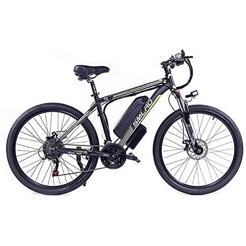 Electric Mountain Bike : DDFGG Electric Bicycles For Adults, Ip54 Waterproof 350W Aluminum Alloy Ebike Bicycle Removable 48V / 13Ah Lithium-Ion Battery Mountain Bike / Commute Ebike(Color:black / green)
