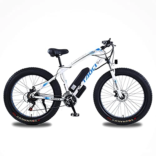 Electric Mountain Bike : DDFGG Electric Bikes For Adults, 4.0" Fat Tires 26 Inch 21 Speed Bicycle, 48V 13AH 750W MTB E-Bike With IP54 Waterproof(Color:white)