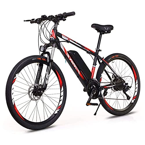 Electric Mountain Bike : DDFGG Electric Mountain Bike 26"250W Electric Bicycle With 36V 8Ah Removable Lithium Battery, 21 Speed Gearbox, 35km / H, Charging Mileage Up To 35-50km(Color:red+black)