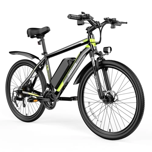 Electric Mountain Bike : DEEPOWER S26 Electric Bicycle, 250W Brushless Motor, 26" x 1.95 Electric Bike for Adults, 48V 12.8AH Removable Battery, 25KM / H, 21-Speed Gears, Lockable Suspension Fork, Mountain EBike