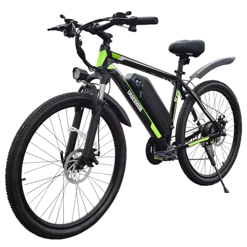 Electric Mountain Bike : DEEPOWER S26 Electric Bike, 250W Brushless Motor, 26" x 1.95 Electric Bicycle for Adults, 48V 12.8Ah Removable Battery, 25KM / H, 21-Speed Gears, Mountain EBikes