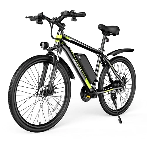 Electric Mountain Bike : DEEPOWER S26 Electric Bike for Adults, Powerful 250W Brushless Motor, 26" x1.95 Electric Bicycle, 48V 12.8Ah Removable Battery, Speed 25KM / H, 21-Speed Gears, Mountain Bike